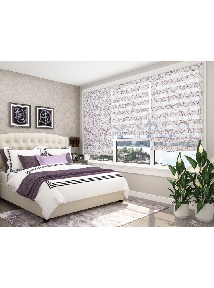 ZEBRA PERDE  MOR GRİ DAİRELİ
